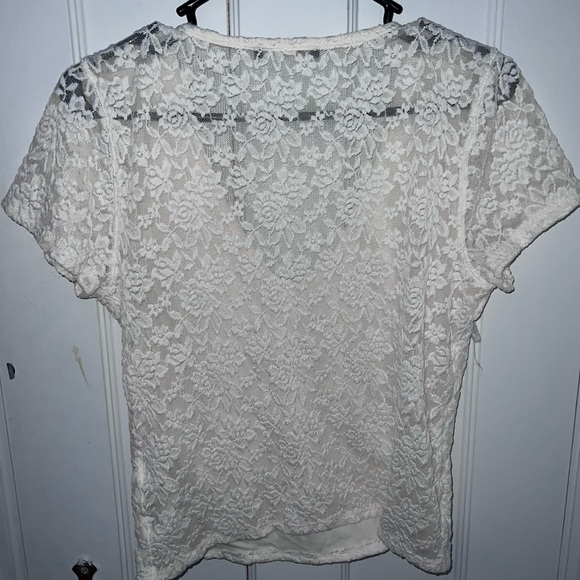 Abercrombie White Lace V Neck Top - Picture 2 of 4